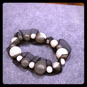 Faux Pearl and Lace Bracelet